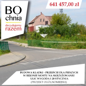 Budowa kładki – przejście dla pieszych w rejonie mostu na skrzyżowaniu ulic Wygoda i 20 Stycznia wraz z remontem mostu Budowa kładki – przejście dla pieszych w rejonie mostu na skrzyżowaniu ulic Wygoda i 20 Stycznia wraz z remontem mostu