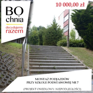 Montaż podjazdów przy szkole podstawowej nr 7 (osiedle Niepodległości) Montaż podjazdów przy szkole podstawowej nr 7 (osiedle Niepodległości)